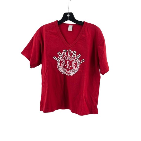 Russell Athletic Rutgers University Red Short Sleeve Graphic T Shirt Tee Size L - Picture 2 of 11